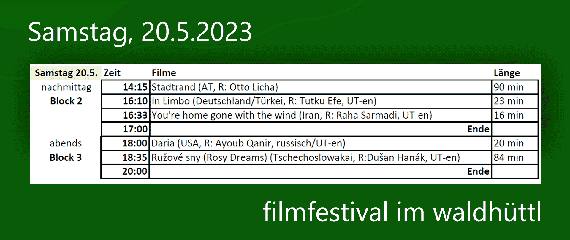 filmfestival im waldhüttl – 20.5.2023