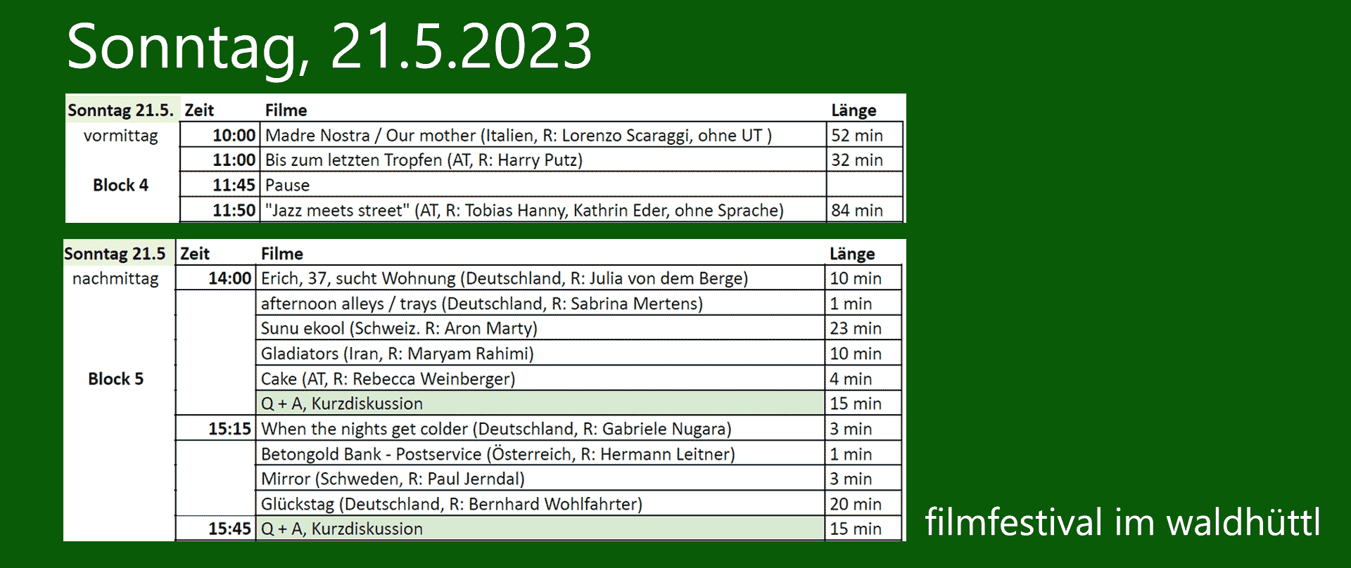 filmfestival im waldhüttl – 21.5.2023