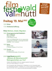 filmfestival im waldhüttl, programm 2023, Freitag, 19. Mai